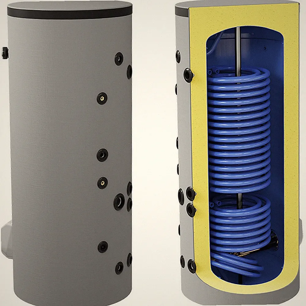 Kombinierter Warmwasserspeicher Wärmepumpenspeicher mit 2 Wärmetauschern Elektro
