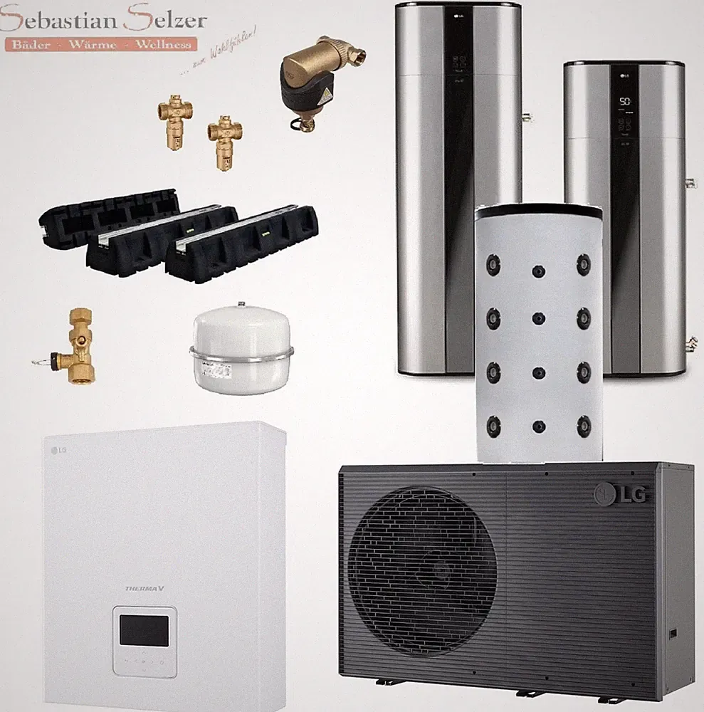 LG Luft Wasser Wärmepumpe Therma V R290, 7-16kW, Paket, Brauchwasser Wärmepumpe