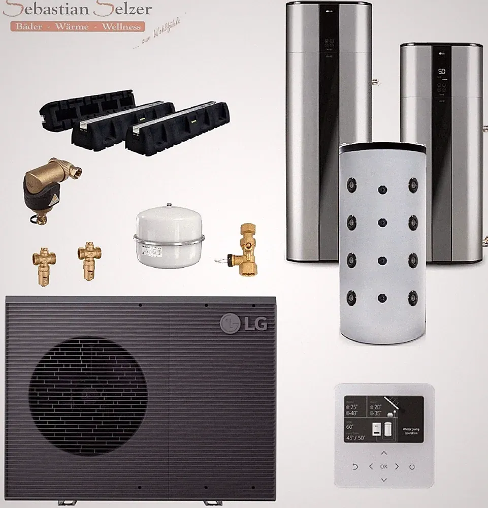 LG Luft Wasser Wärmepumpe Therma V S2, R32, 5-16kW, Brauchwasserwärmepumpe, Set