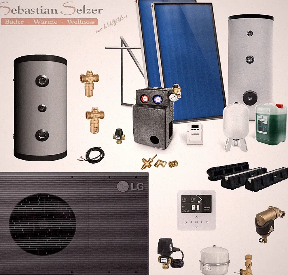 LG Luft Wasser Wärmepumpe Therma V S2, R32, 5-16kW + Solaranlage Solarthermie