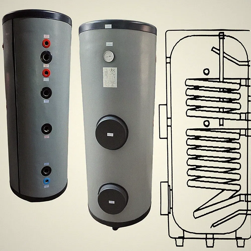 Solarspeicher Boiler Warmwasserspeicher für Wärmepumpen 2 Wärmetauscher 200L