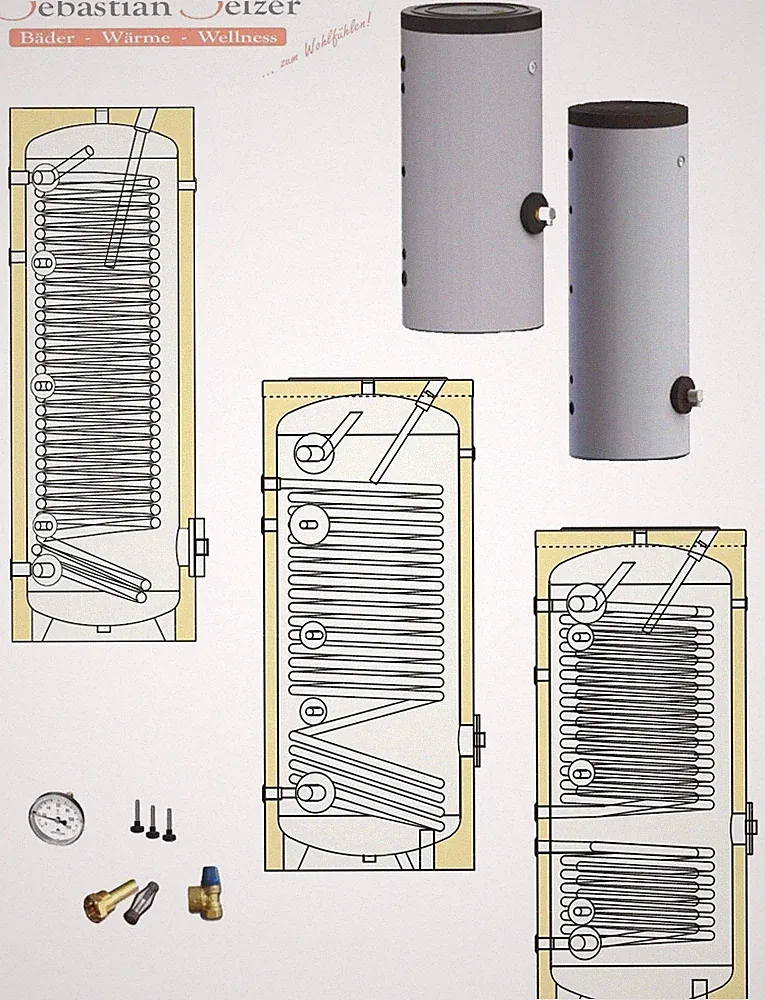 Trinkwasserspeicher Wärmepumpenspeicher Boiler, 150 - 500l, 1-2 Wärmetauscher